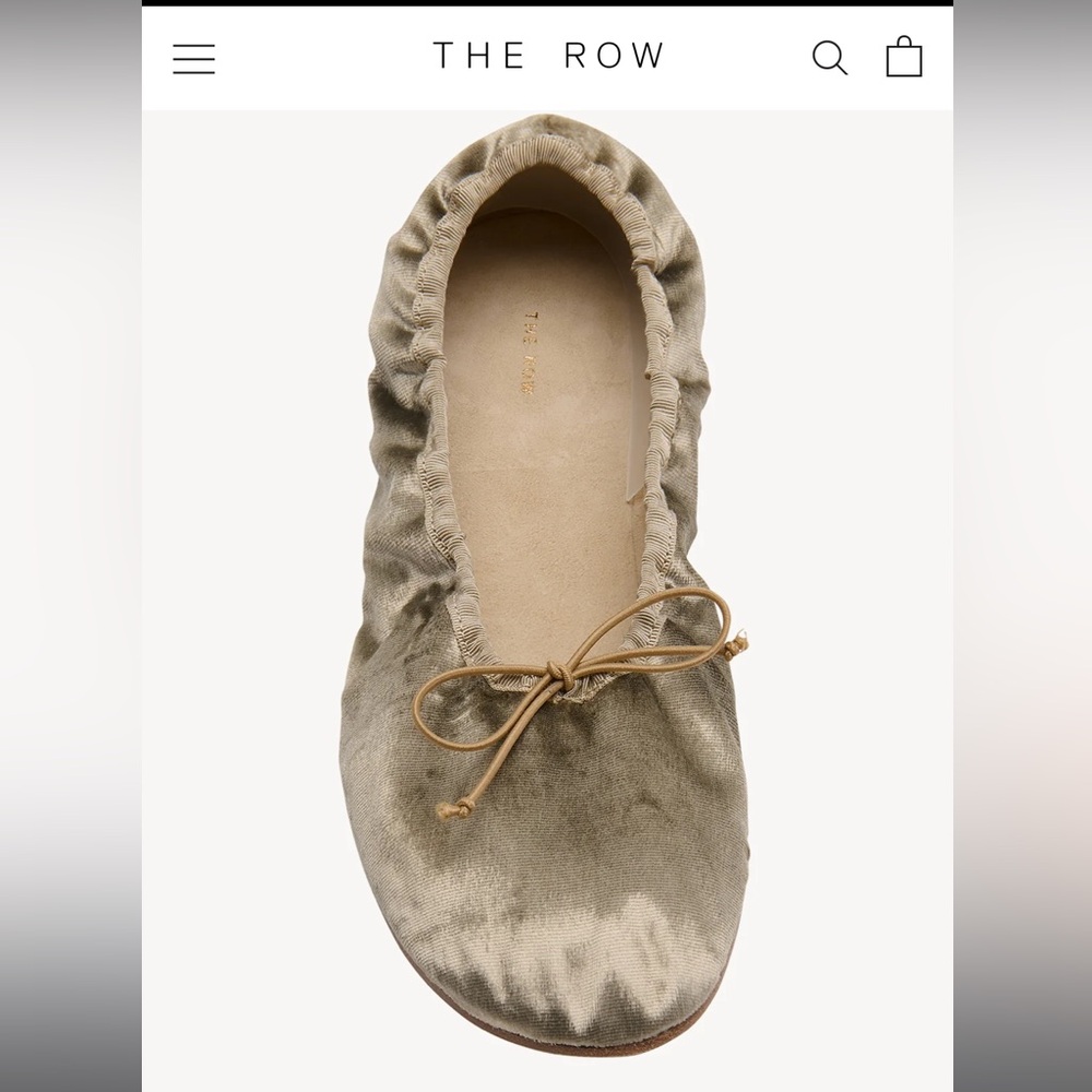 The Row round ballet flat in velvet
